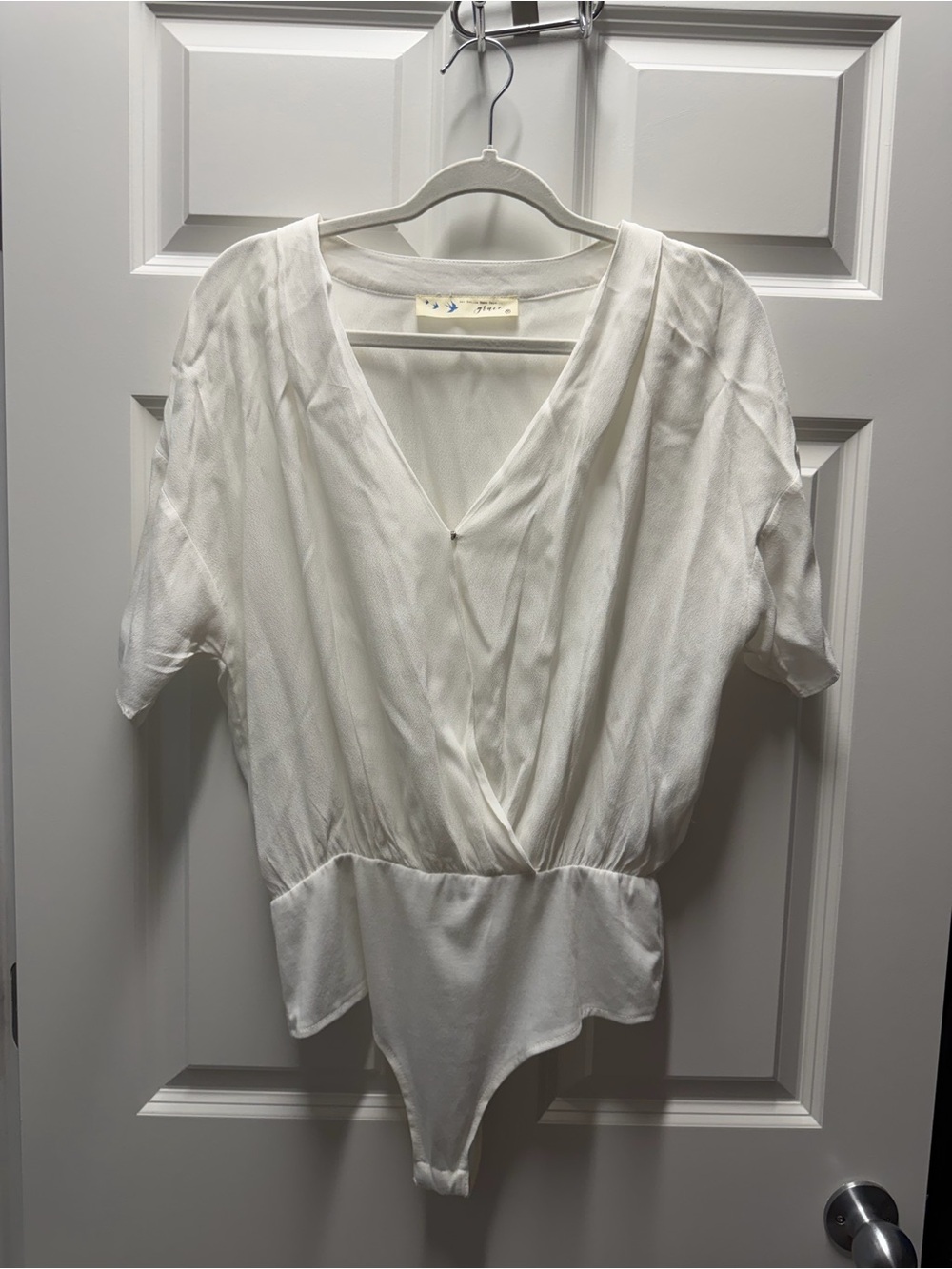 White Surplice V-Neck Women's Bodysuit
